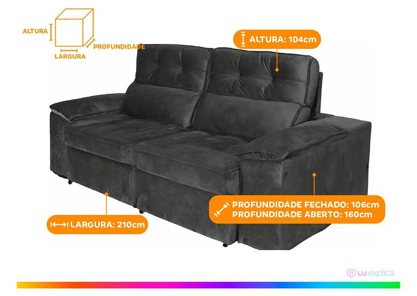 Sofá 3 Lugares Retrátil Reclinável Veludo Zeus Nordeste Flex