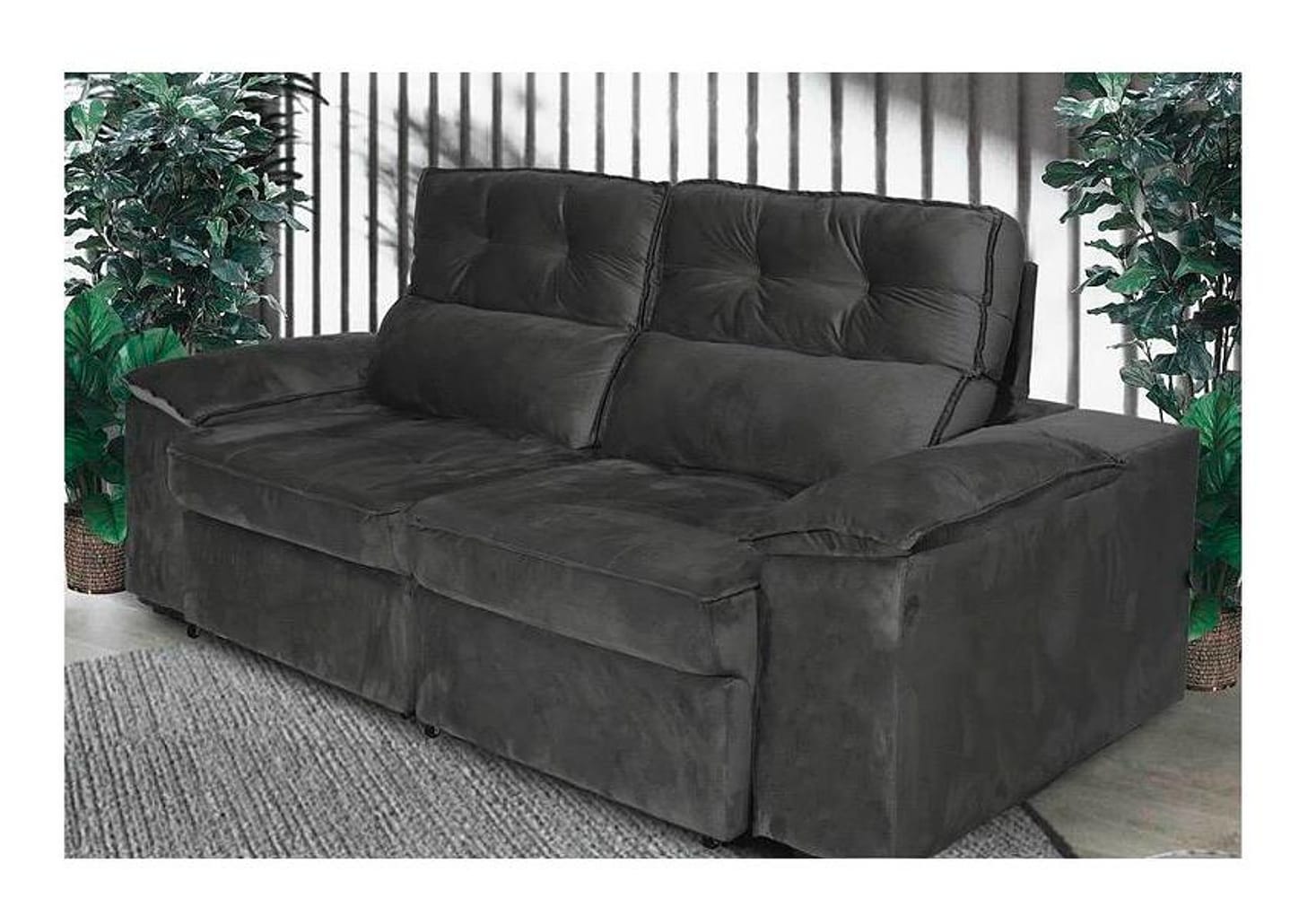 Sofá 3 Lugares Retrátil Reclinável Veludo Zeus Nordeste Flex