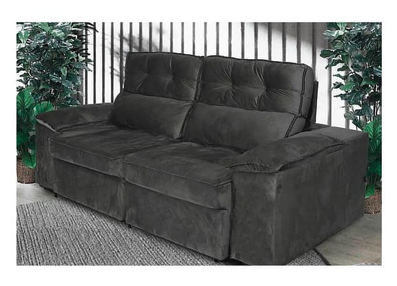 Sofá 3 Lugares Retrátil Reclinável Veludo Zeus Nordeste Flex