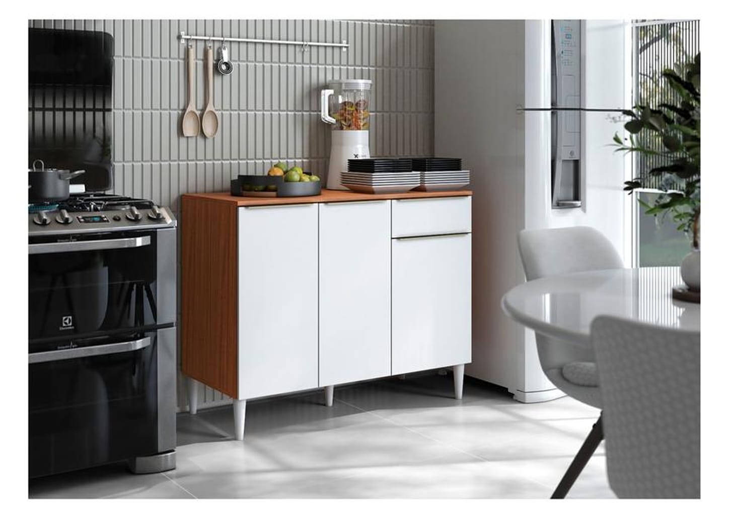 Balcão de Cozinha Modulado Aramóveis 3 Portas 2 Gavetas Prime