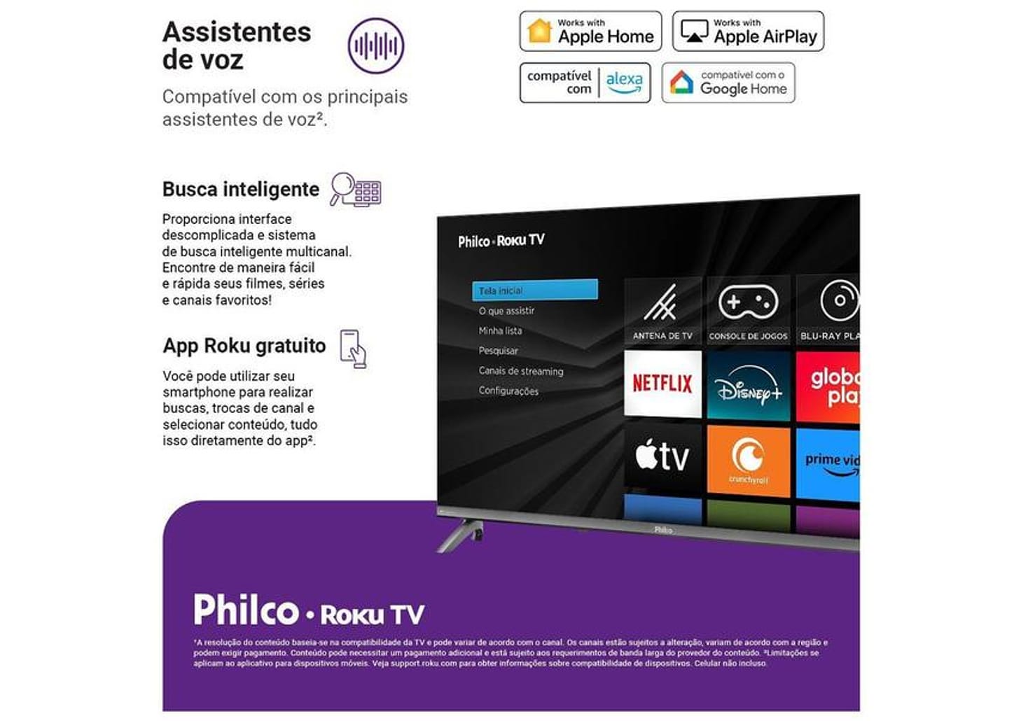 Smart TV 32" Philco HD DLED P32CRB Roku TV 99323127 2026