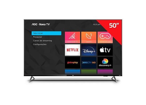 Smart TV 50" AOC 4K UHD DLED Série 6125 50U6125/78G Roku TV 2022