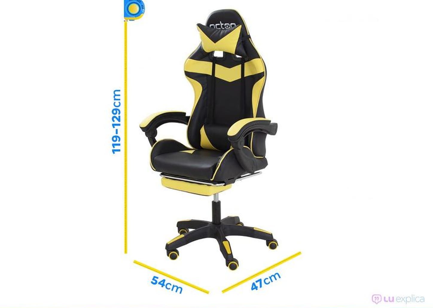 Cadeira Gamer PCTop Reclinável Amarelo - Racer 1006