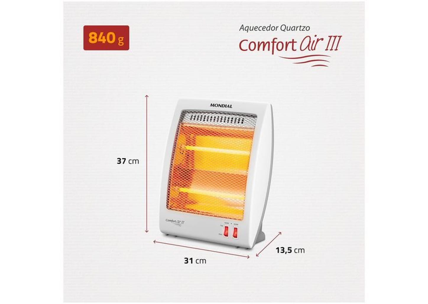 Aquecedor Quartzo Mondial Comfort Air III A-16 Portátil