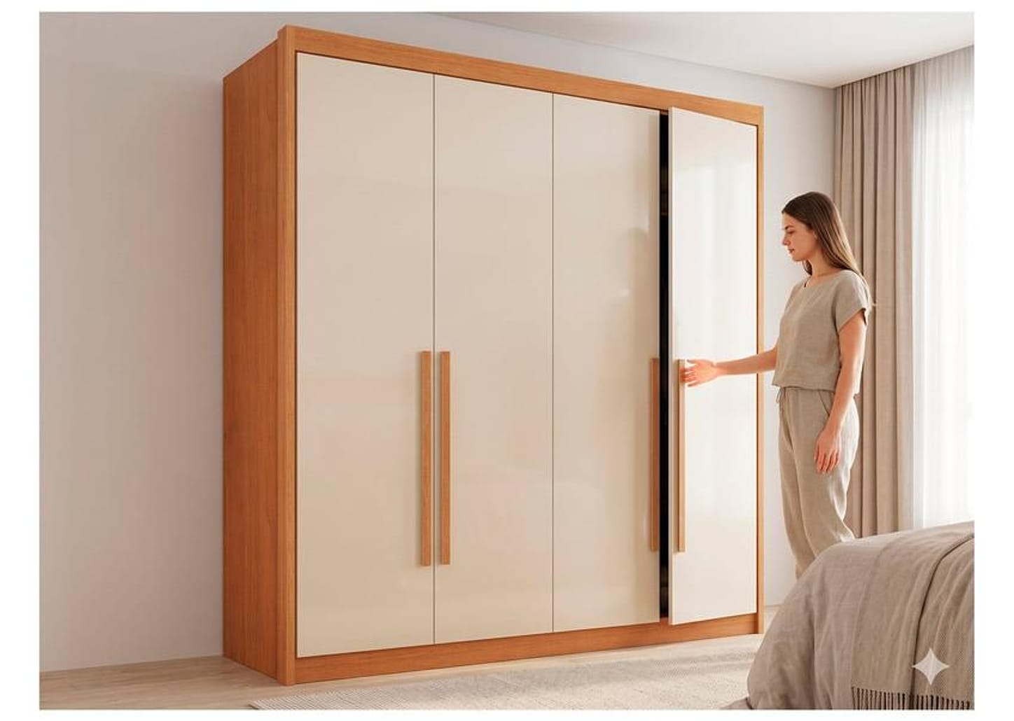 Guarda-roupa Casal com Sapateiro 4 Gavetas 4 Portas Conquista Móveis Prime Bergamo