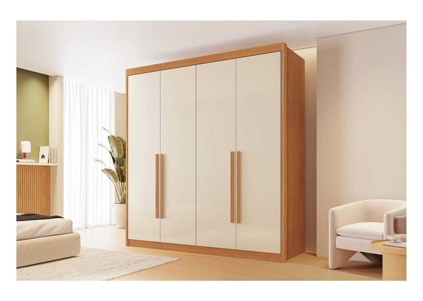 Guarda-roupa Casal com Sapateiro 4 Gavetas 4 Portas Conquista Móveis Prime Bergamo