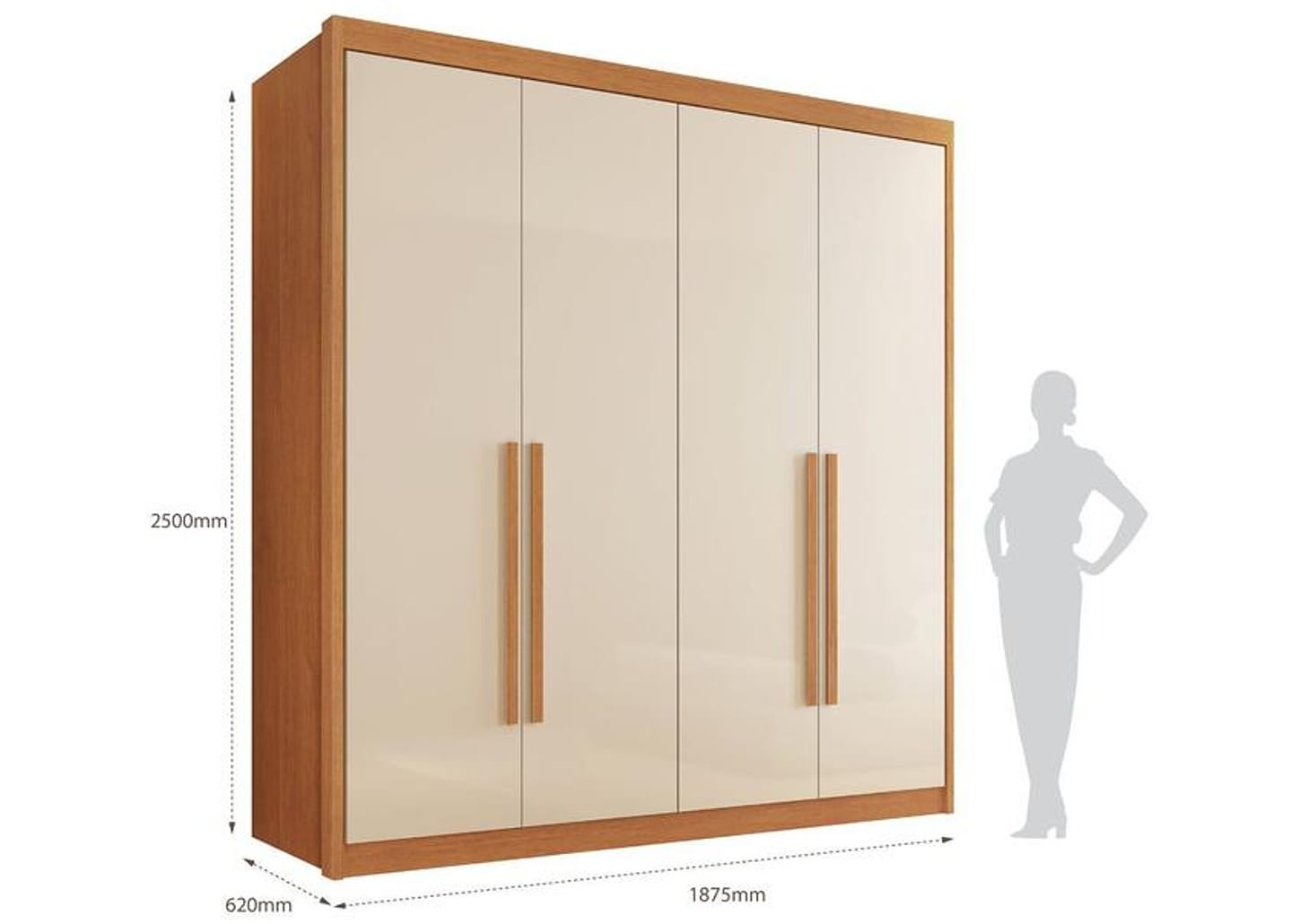 Guarda-roupa Casal com Sapateiro 4 Gavetas 4 Portas Conquista Móveis Prime Bergamo