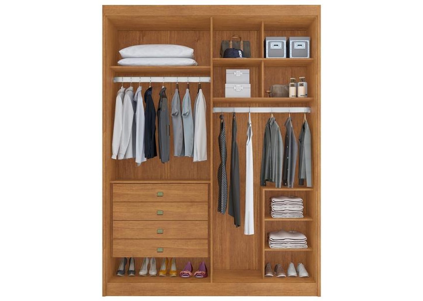 Guarda-roupa Casal com Sapateiro 4 Gavetas 4 Portas Conquista Móveis Prime Bergamo