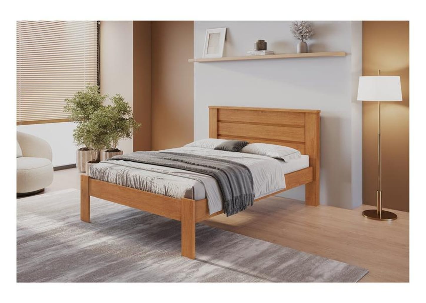 Cama de Casal Conquista Móveis Rubi Cinamomo