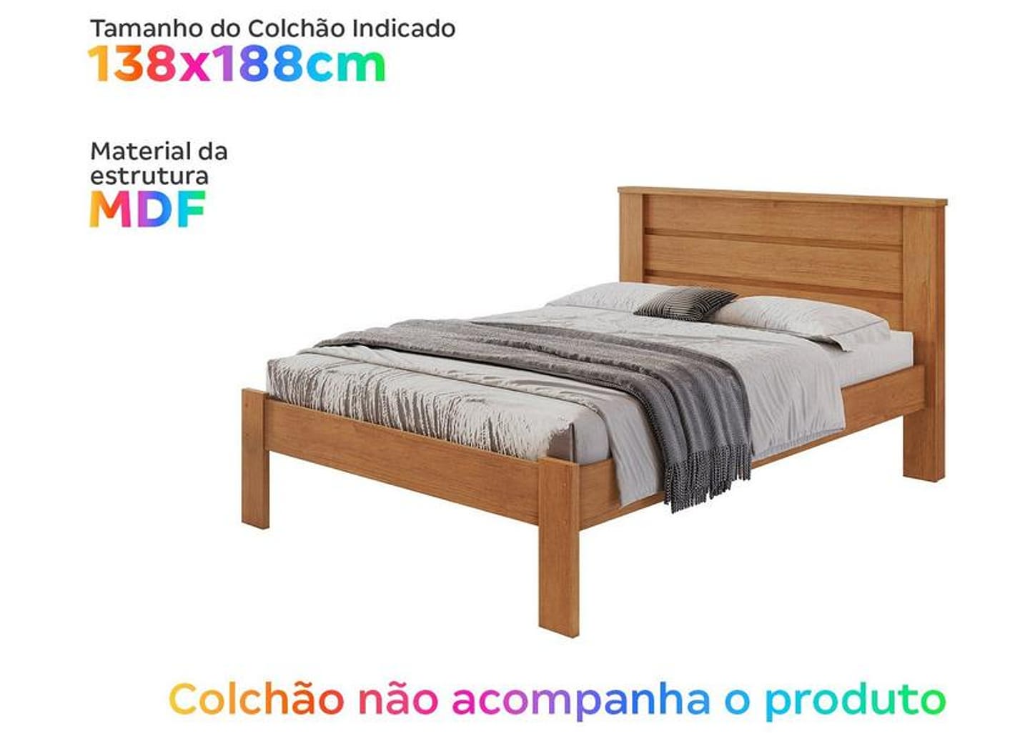 Cama de Casal Conquista Móveis Rubi Cinamomo