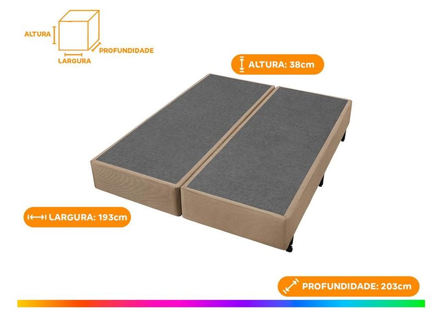 Base Cama Box King Americanflex Bipartida 25x193x203cm Lisse