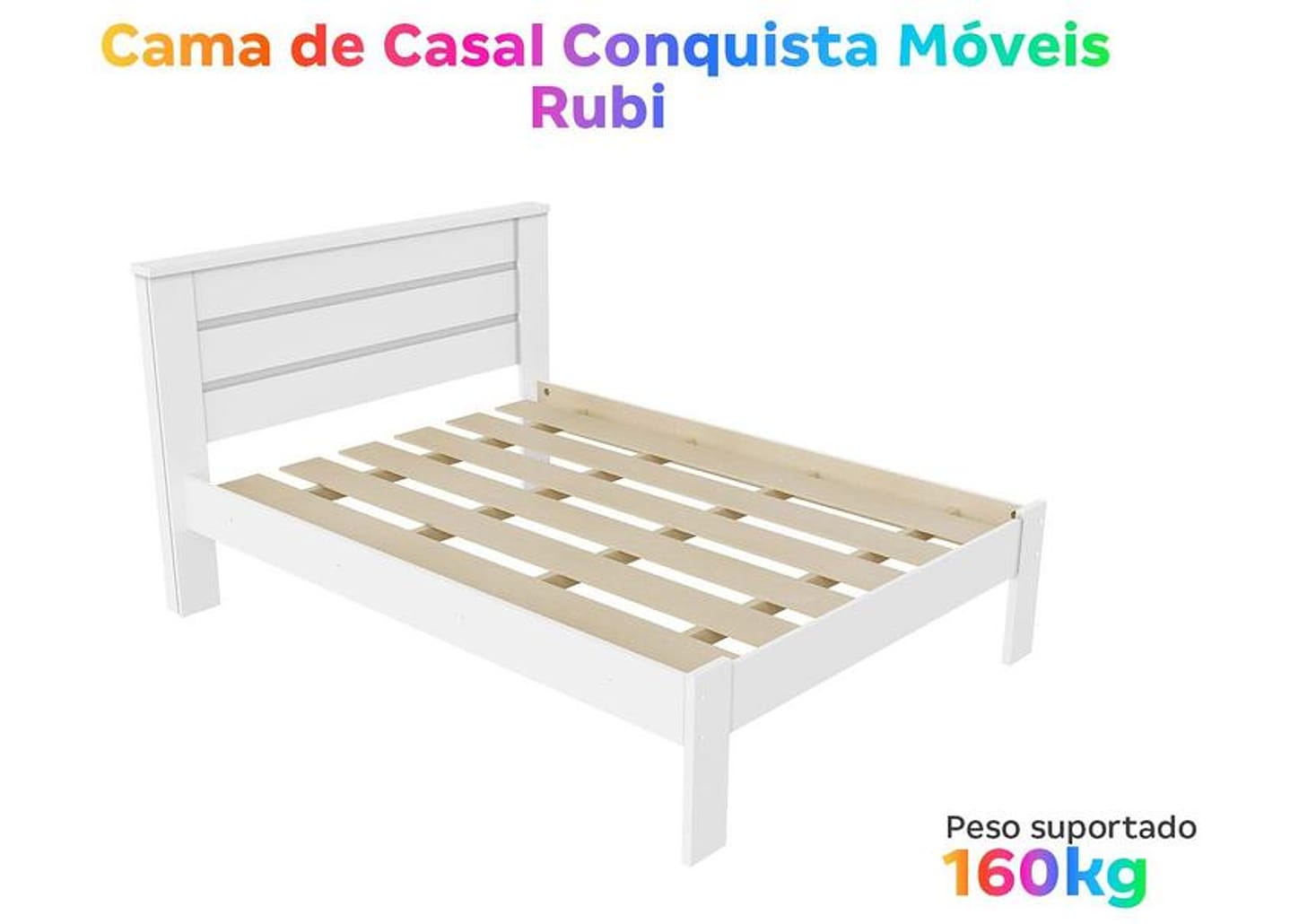 Cama de Casal Conquista Móveis Rubi Branca