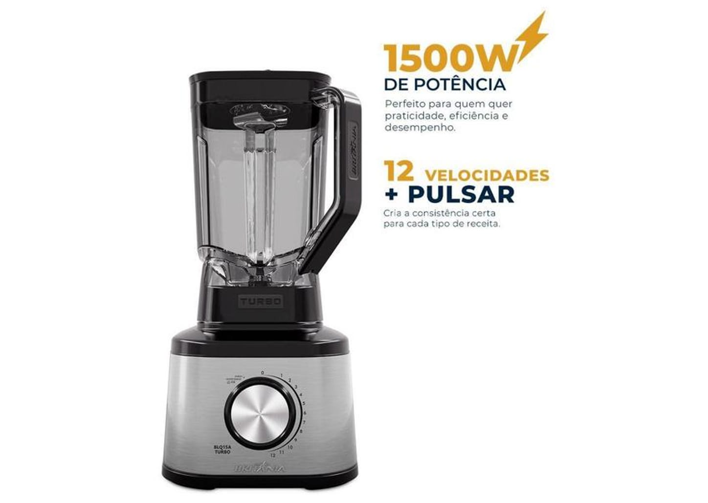 Liquidificador Britânia BLQ15A 1500W Copo de 3,1L Preto e Prata