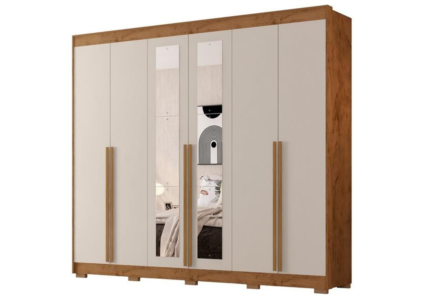 Guarda-roupa Casal com Espelho 6 Gavetas 6 Portas Araplac Biancca