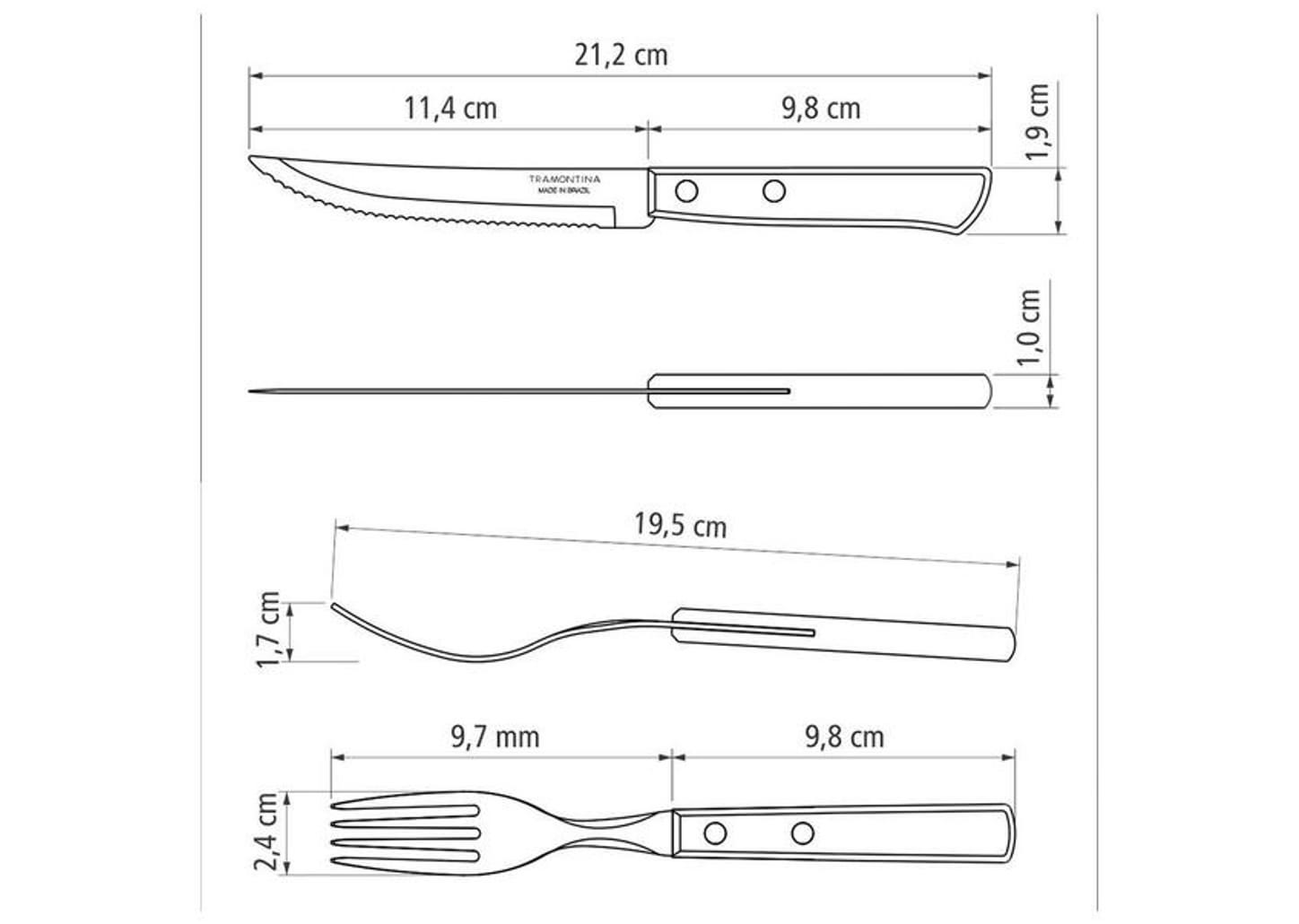 Jogo de Talheres Tramontina Inox para Churrasco Polywood 12 Peças