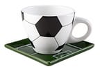 Jogo de Caneca de Chá e café de Cerâmica Branco, Preto e Verde 250ml Scalla Cerâmica Futebol 2 Peças