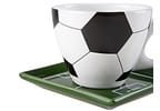 Jogo de Caneca de Chá e café de Cerâmica Branco, Preto e Verde 250ml Scalla Cerâmica Futebol 2 Peças