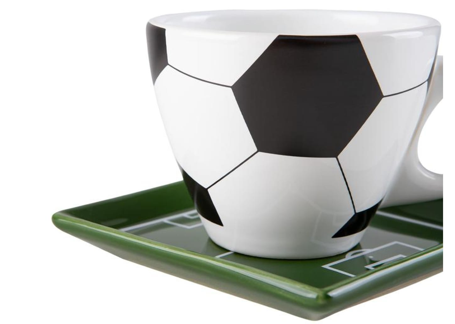 Jogo de Caneca de Chá e café de Cerâmica Branco, Preto e Verde 250ml Scalla Cerâmica Futebol 2 Peças