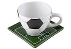 Jogo de Caneca de Chá e café de Cerâmica Branco, Preto e Verde 250ml Scalla Cerâmica Futebol 2 Peças