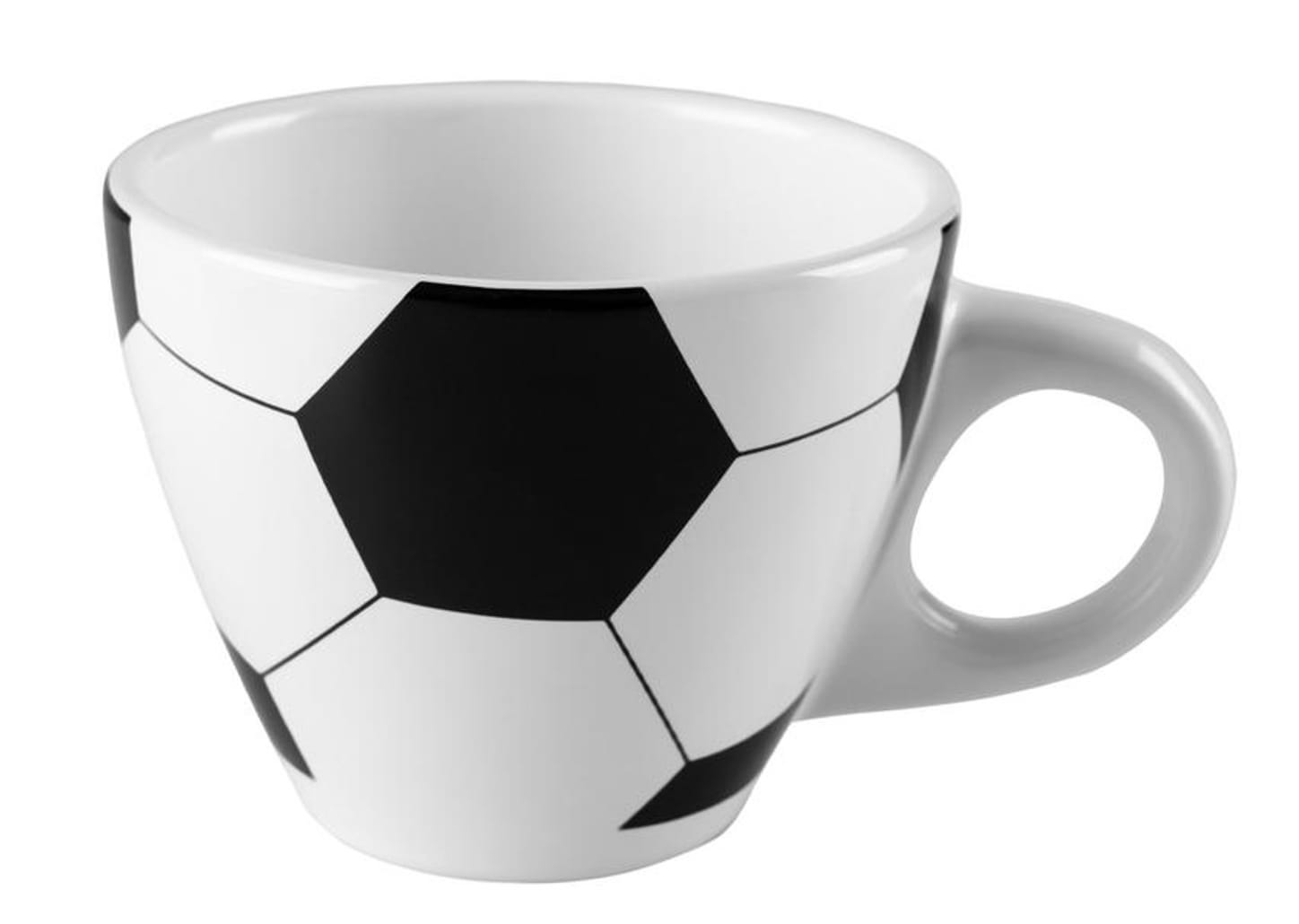Jogo de Caneca de Chá e café de Cerâmica Branco, Preto e Verde 250ml Scalla Cerâmica Futebol 2 Peças