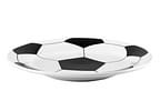 Prato Raso de Cerâmica Branco e Preto de Sobremesa Redondo 20,5cm Scalla Cerâmica Futebol