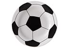 Prato Raso de Cerâmica Branco e Preto de Sobremesa Redondo 20,5cm Scalla Cerâmica Futebol