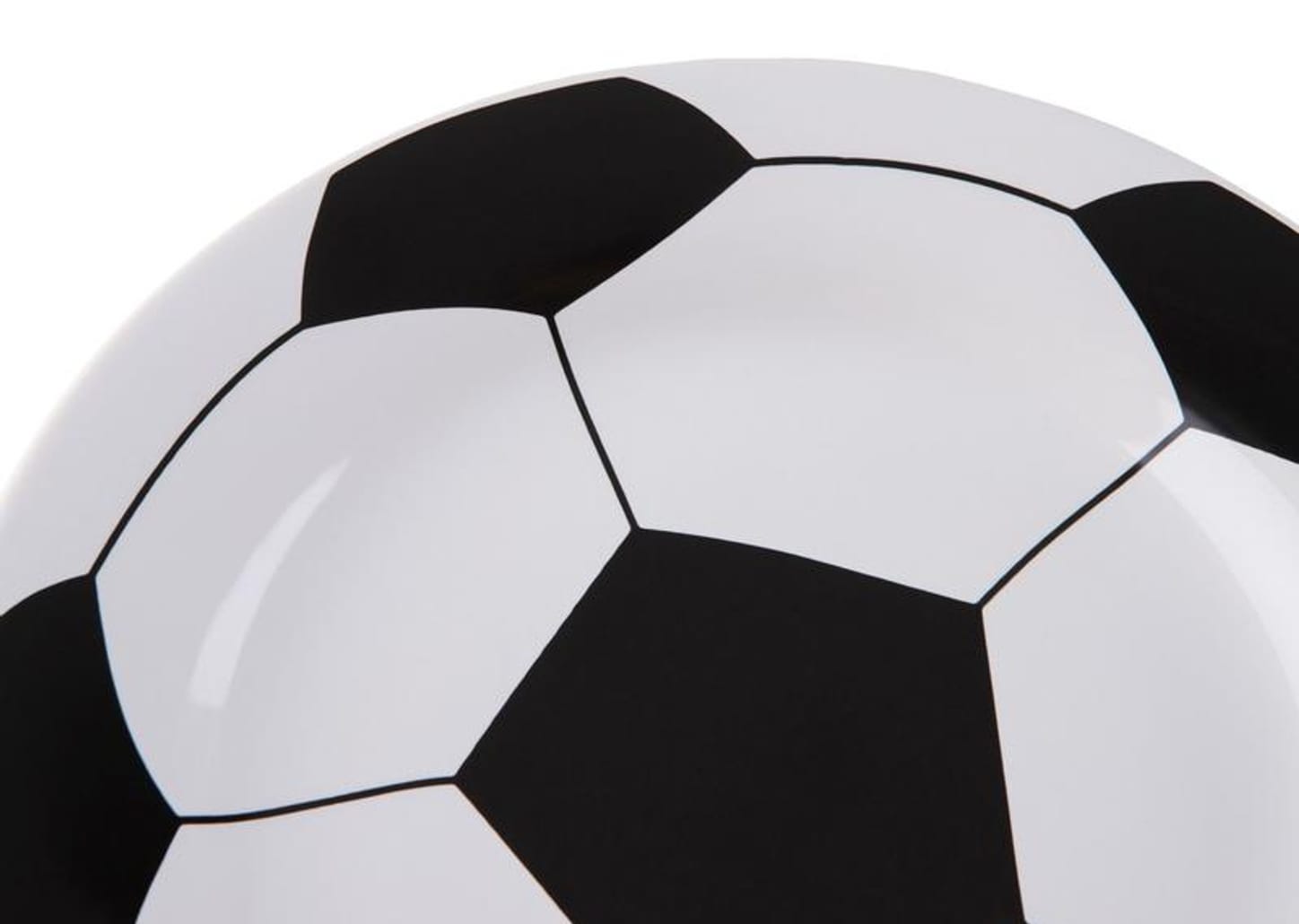Prato Raso de Cerâmica Branco e Preto de Sobremesa Redondo 20,5cm Scalla Cerâmica Futebol
