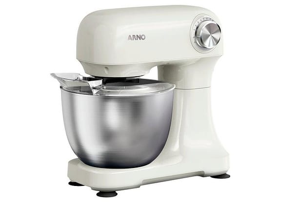 Batedeira Planetária Arno Marfim e Inox 500W 12 Velocidades Tigela Inox 3,5L Bake Easy KM14 com 3 Batedores 8010001506