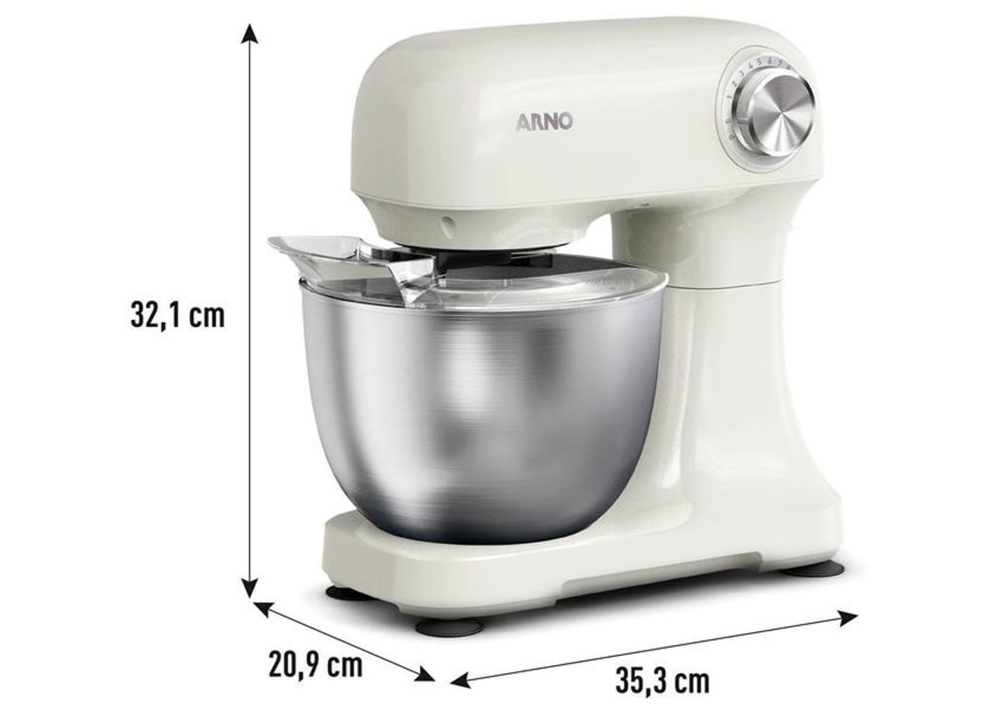 Batedeira Planetária Arno Marfim e Inox 500W 12 Velocidades Tigela Inox 3,5L Bake Easy KM14 com 3 Batedores 8010001506