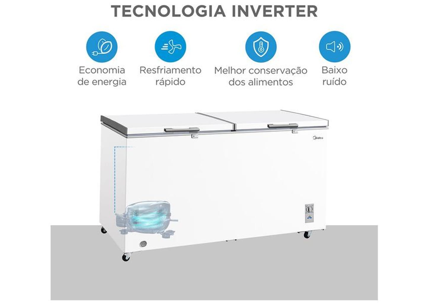 Freezer Horizontal Midea 2 Portas 508L Inverter MDRC698FZD013