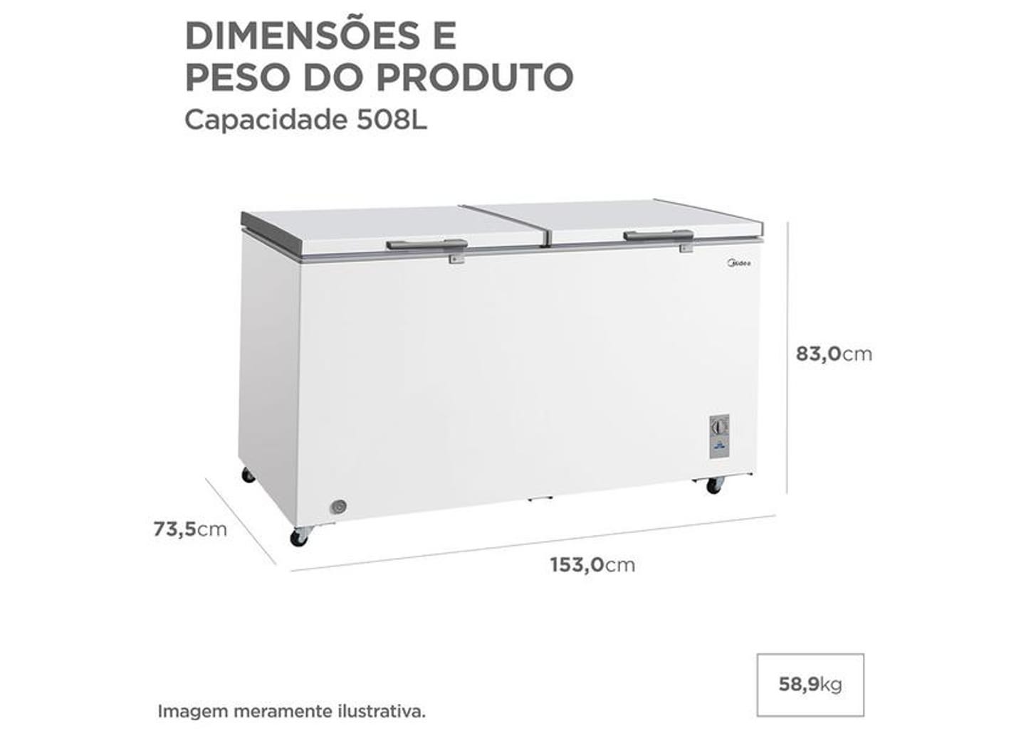 Freezer Horizontal Midea 2 Portas 508L Inverter MDRC698FZD013