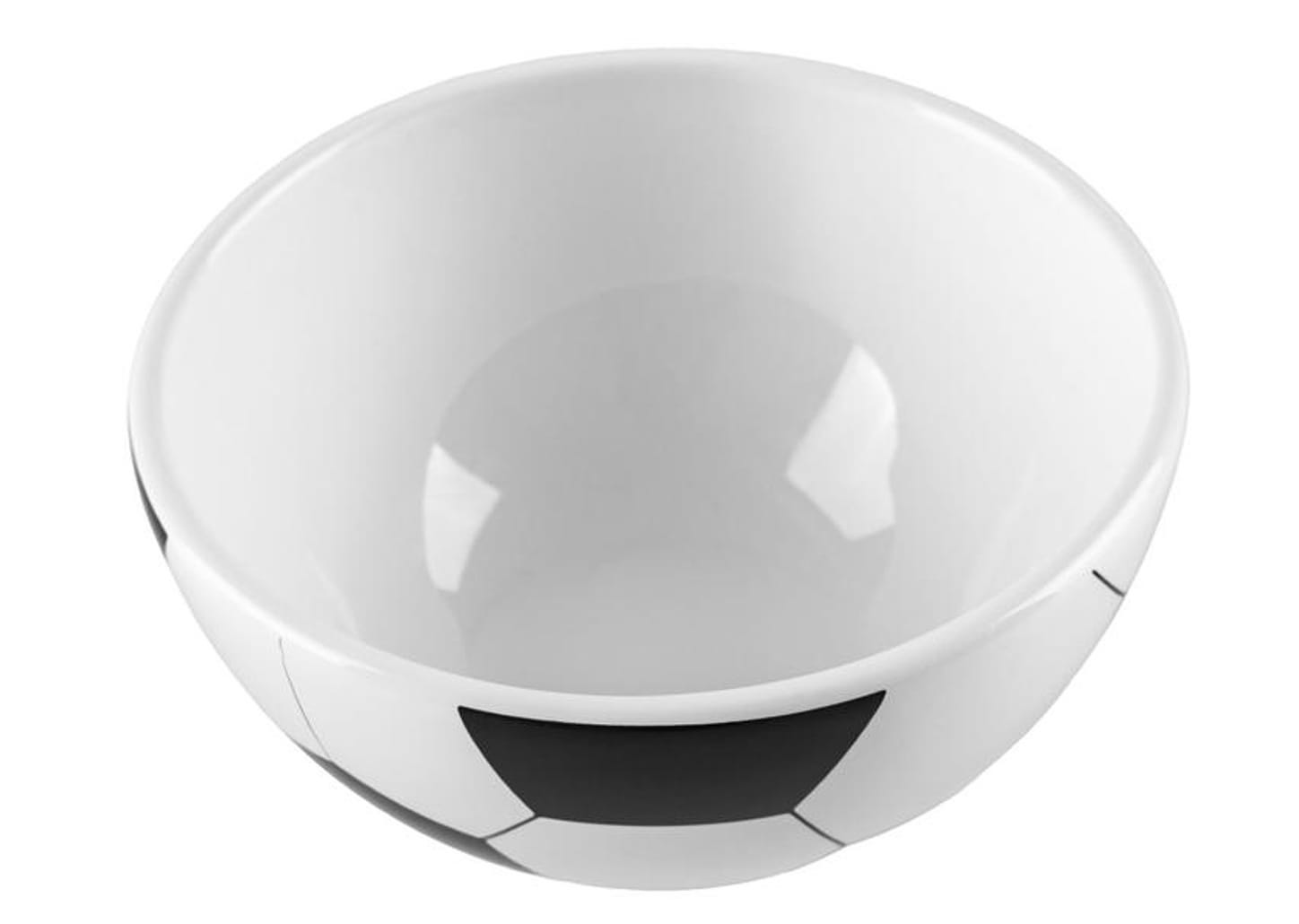 Bowl de Cerâmica Branco e Preto Scalla Cerâmica Futebol 550ml