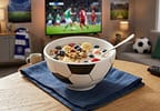 Bowl de Cerâmica Branco e Preto Scalla Cerâmica Futebol 550ml