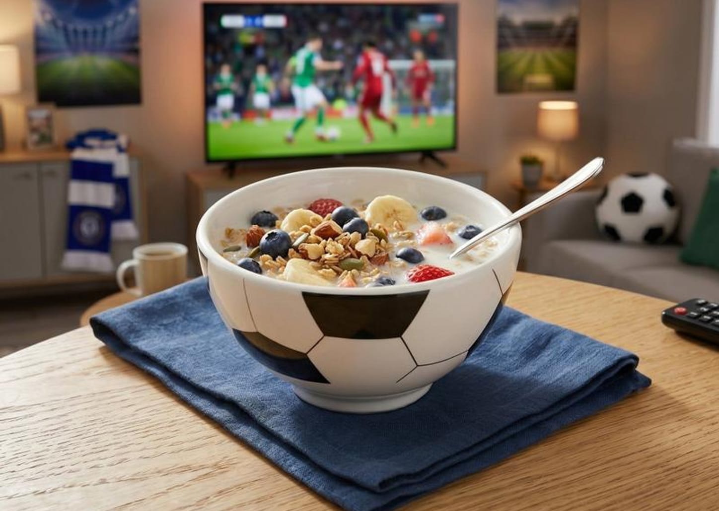 Bowl de Cerâmica Branco e Preto Scalla Cerâmica Futebol 550ml