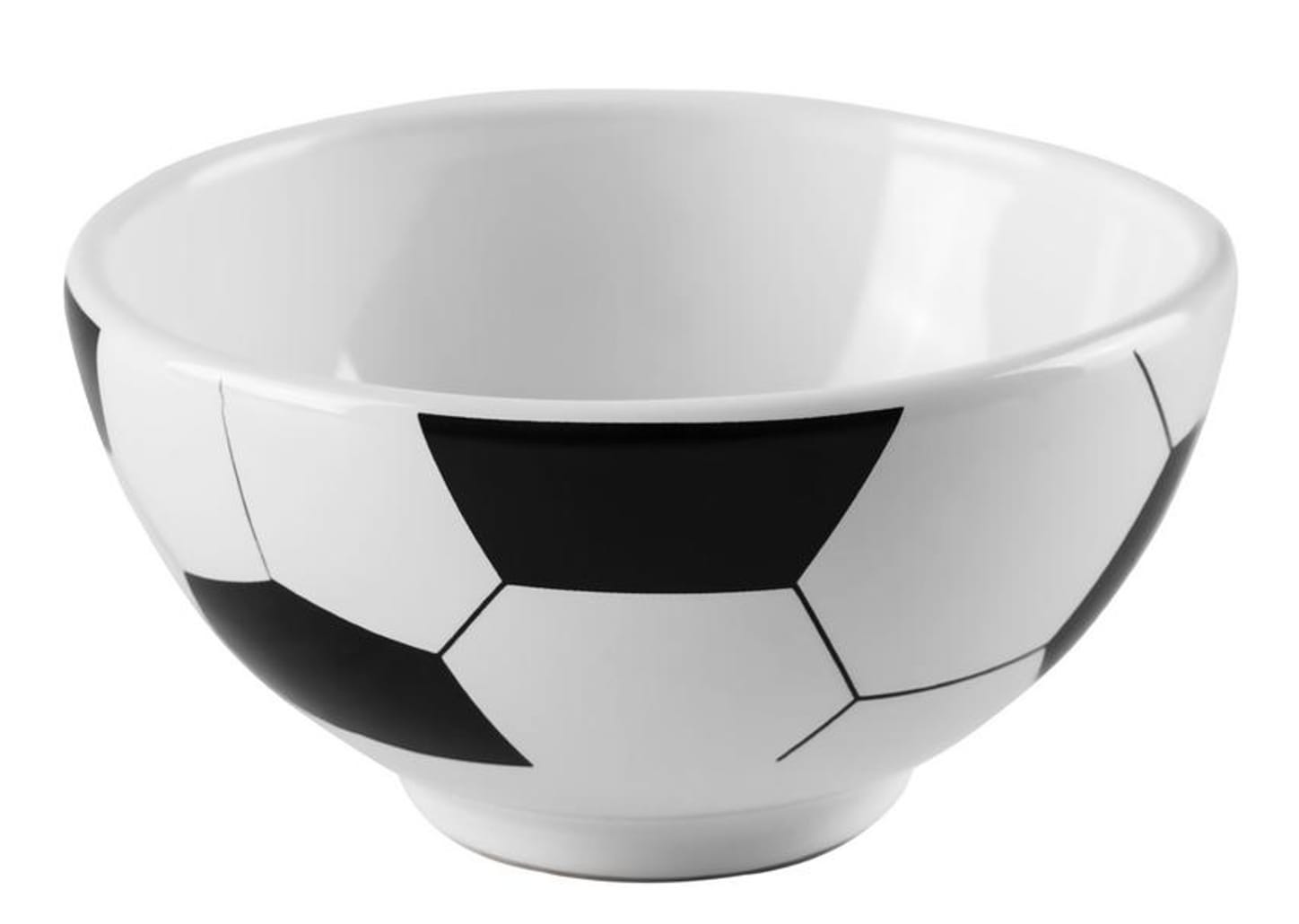 Bowl de Cerâmica Branco e Preto Scalla Cerâmica Futebol 550ml