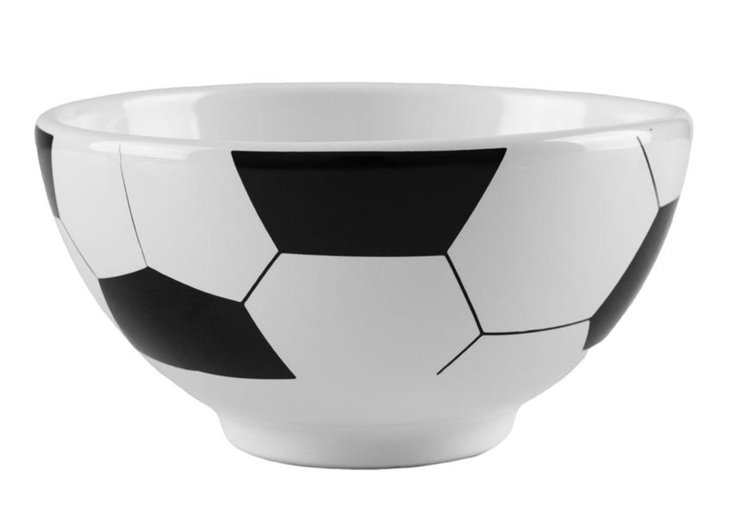 Bowl de Cerâmica Branco e Preto Scalla Cerâmica Futebol 550ml