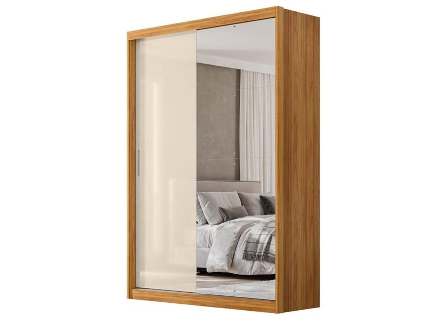 Guarda-roupa Casal com Espelho 4 Gavetas 2 Portas de Correr Demóbile Riva