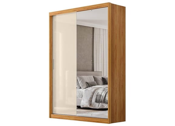Guarda-roupa Casal com Espelho 4 Gavetas 2 Portas de Correr Demóbile Riva
