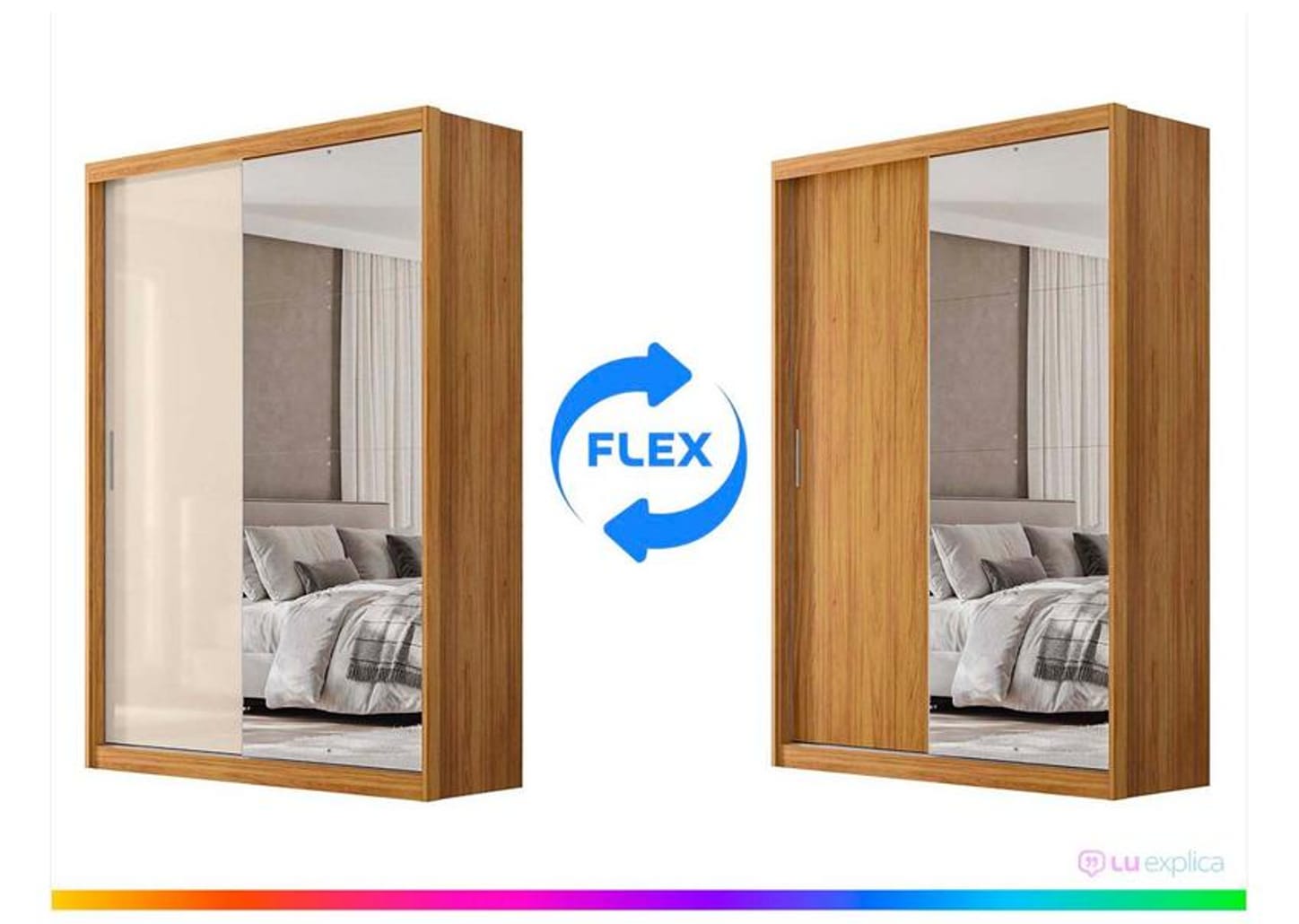 Guarda-roupa Casal com Espelho 4 Gavetas 2 Portas de Correr Demóbile Riva