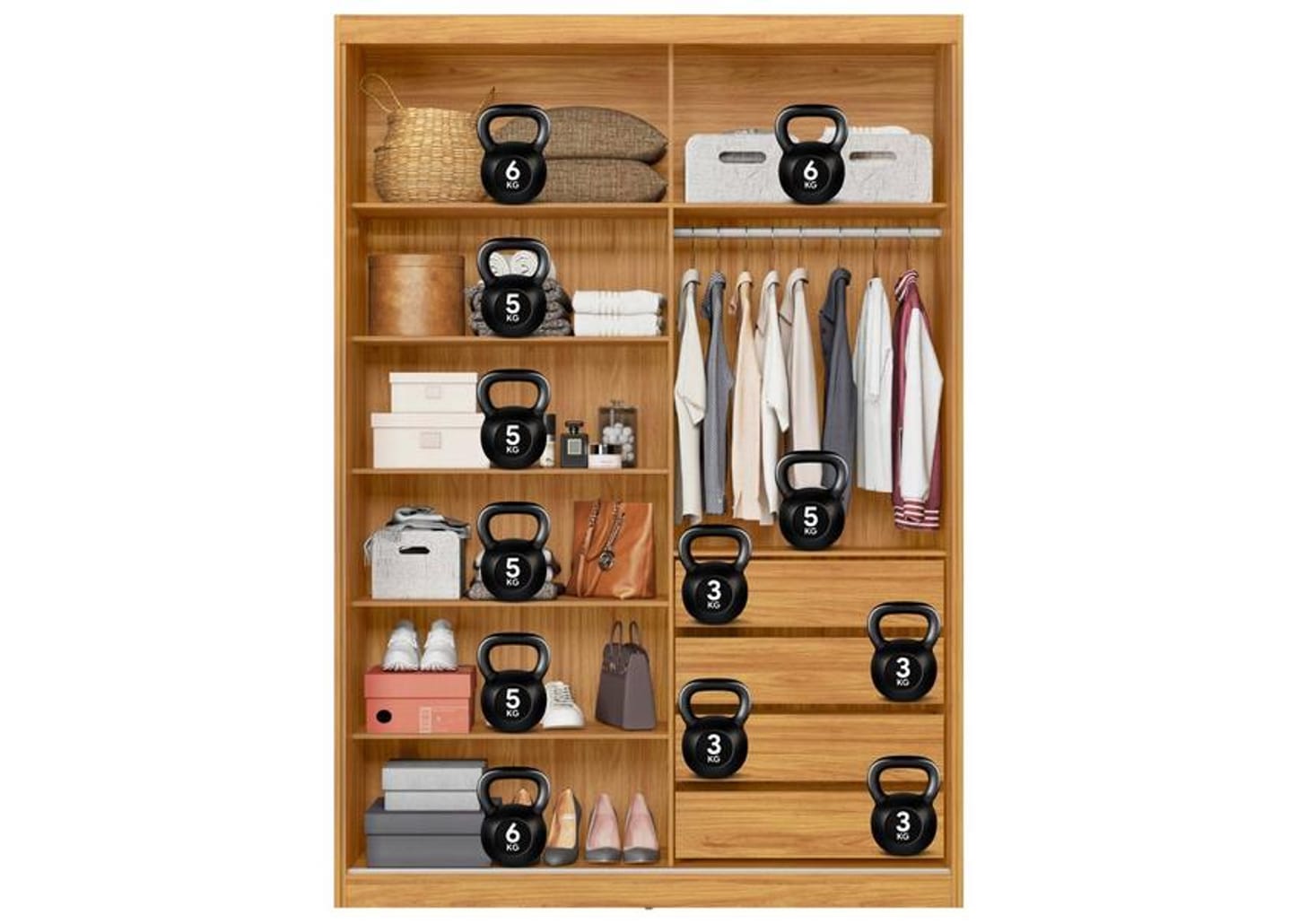 Guarda-roupa Casal com Espelho 4 Gavetas 2 Portas de Correr Demóbile Riva