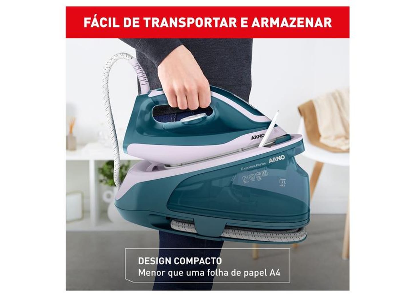 Ferro de Passar com Estação a Vapor Arno Express Force SSEF Azul