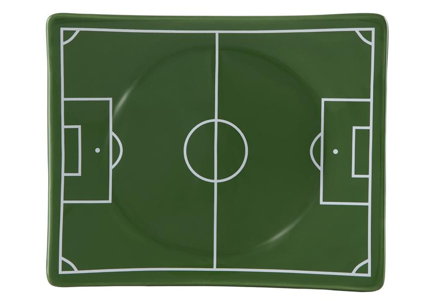 Prato Raso de Cerâmica Verde e Branco Retangular Scalla Cerâmica Futebol