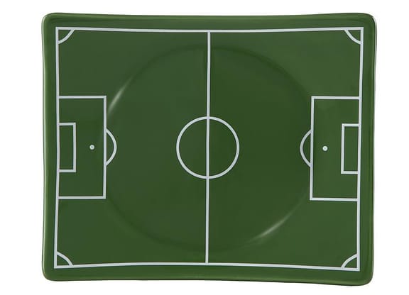 Prato Raso de Cerâmica Verde e Branco Retangular Scalla Cerâmica Futebol