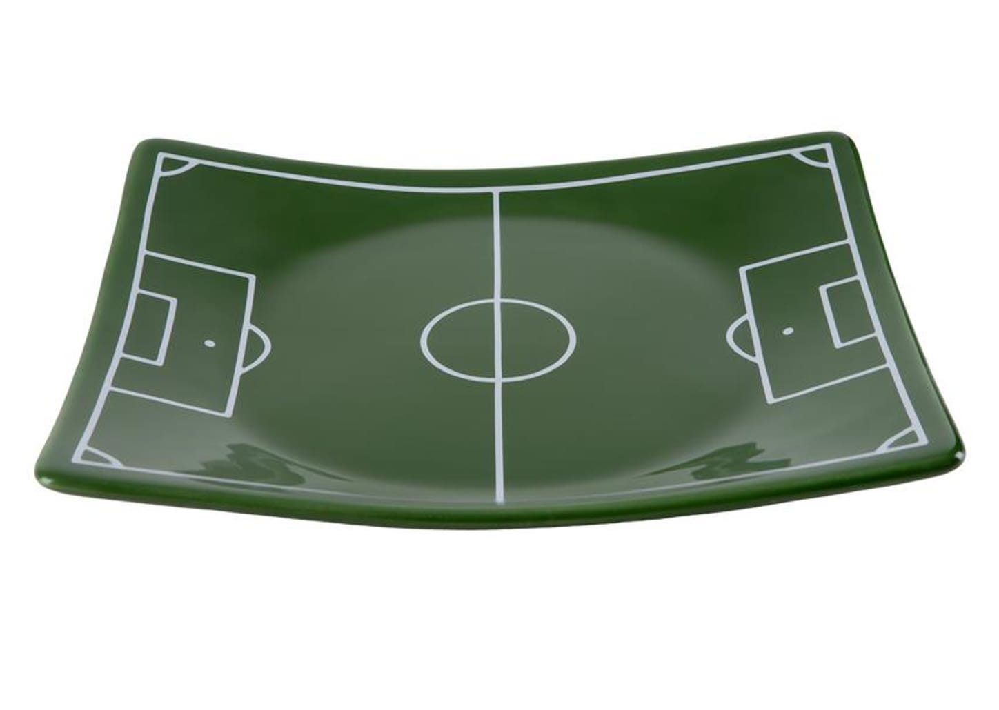 Prato Raso de Cerâmica Verde e Branco Retangular Scalla Cerâmica Futebol