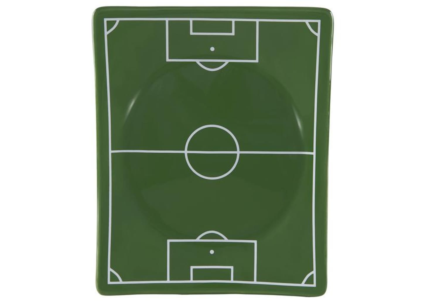 Prato Raso de Cerâmica Verde e Branco Retangular Scalla Cerâmica Futebol