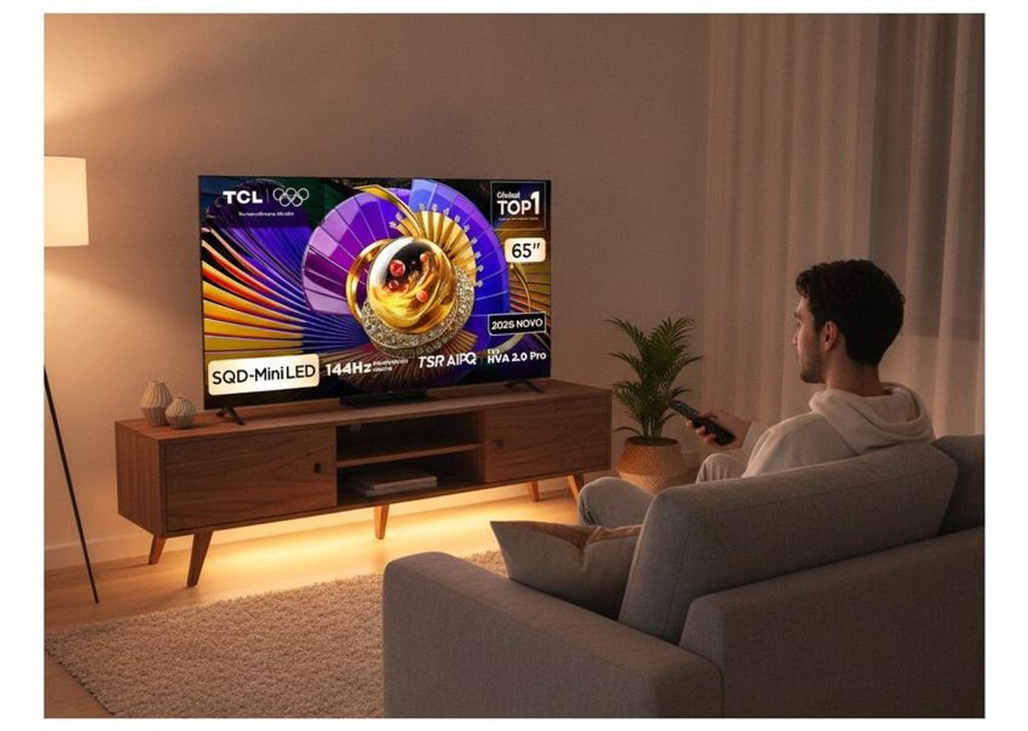 Smart TV 65" TCL 4K UHD SQD-Mini LED 65C7L Google TV 2026