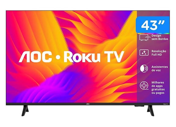 Smart TV 43" AOC Full HD DLED 43S5155/78G Roku TV 2025