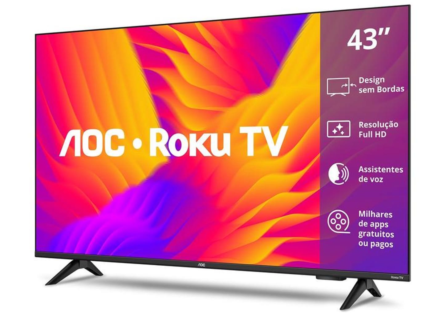 Smart TV 43" AOC Full HD DLED 43S5155/78G Roku TV 2025
