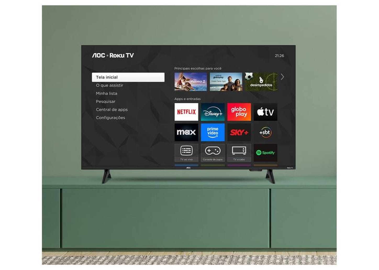 Smart TV 43" AOC Full HD DLED 43S5155/78G Roku TV 2025