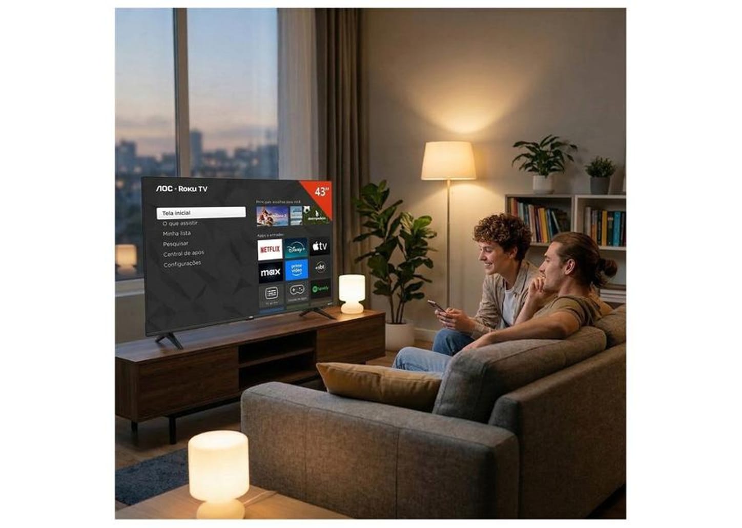 Smart TV 43" AOC Full HD DLED 43S5155/78G Roku TV 2025